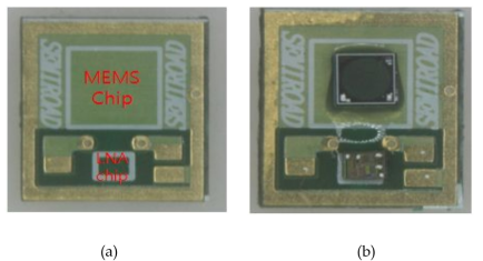 (a)개별 PCB (b)MEMS chip & LNA chip bonding후