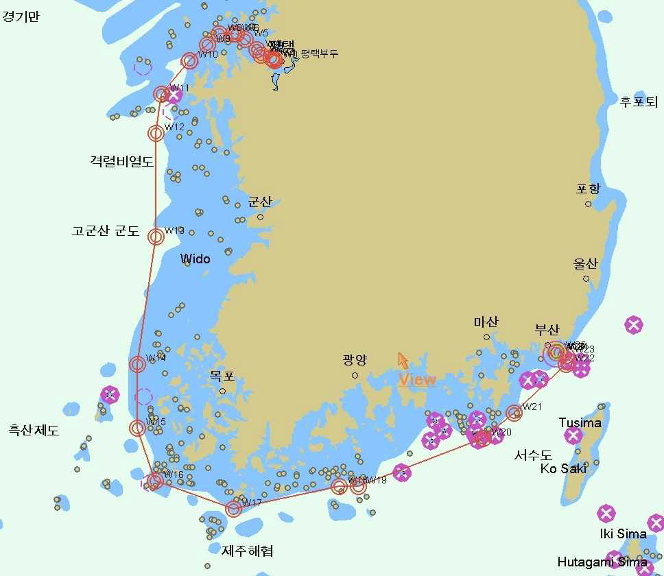 실선테스트 항로도