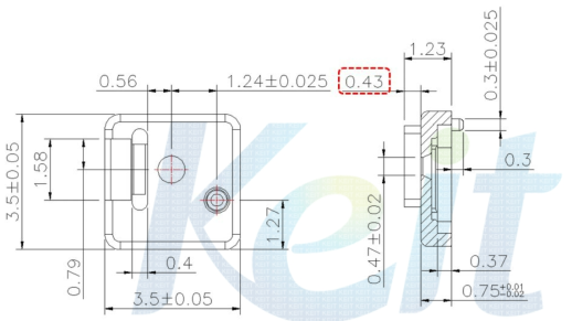 2.4mm OFN 센서 모듈에 사용되는 광 실드 1차 설계도