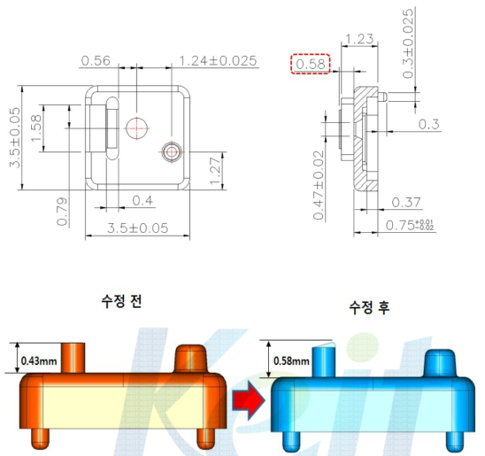 2.4mm OFN 센서 모듈에 사용되는 광 실드 2차 설계도