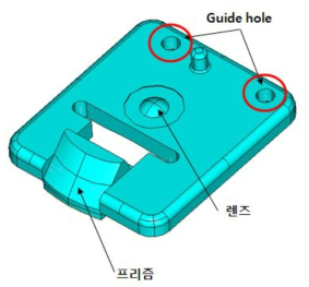 3.3mm OFN모듈에 적용된 일체형 렌즈 프리즘의 각 부품별 명칭