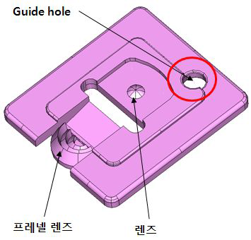 2.4mm OFN모듈에 적용된 일체형 렌즈프리즘의 각 부품별 명칭