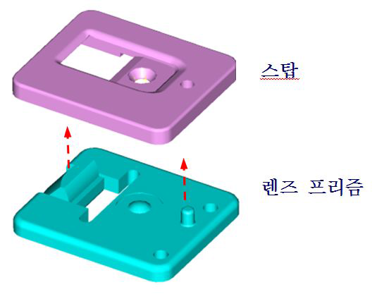 3.3mm OFN센서 모듈에서 렌즈와 스탑 조립 시 가이드 홈