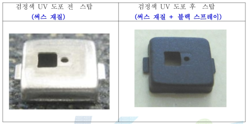 3차년도 스탑에 대한 검정색 UV 도포 전 후 사진