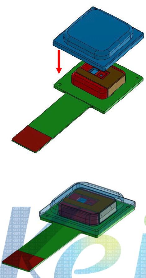 OFN Sensor Module에서 사용되는 커버 위치와 조립된 상태