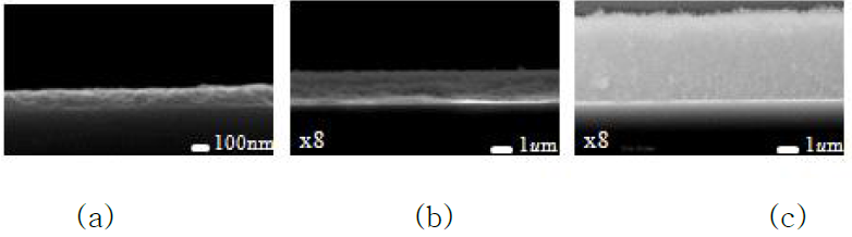 반응 Chamber 압력에 따른 SiO2 두께 측정을 위한 SEM image