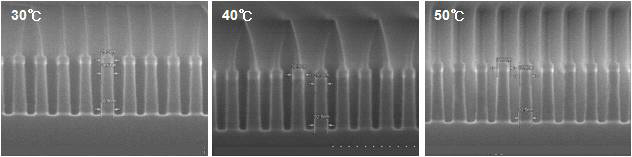 ESC 온도 변화에 따른 Floating gate poly profile 경향성 SEM 분석 결과