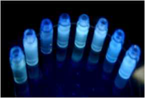 합성된 Si 나노입자 기반 잉크의 UV 조사시 발광 특성