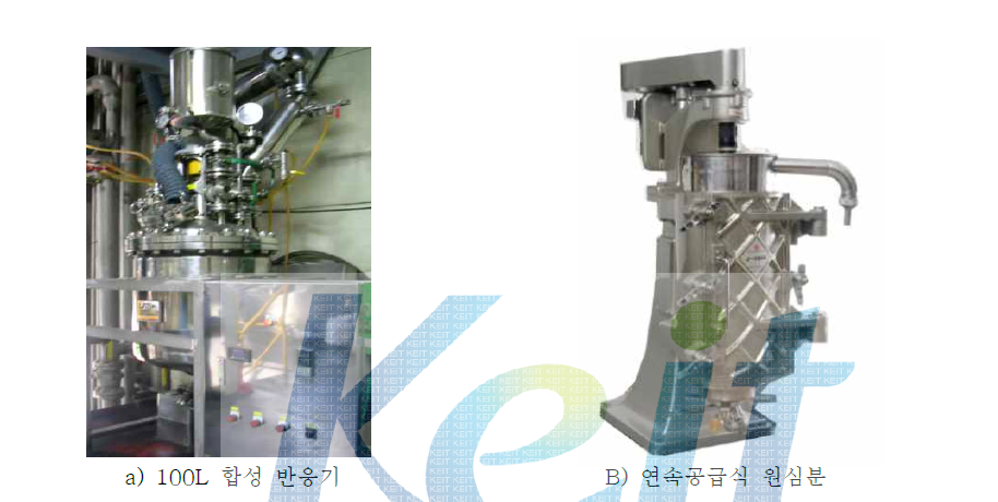100L 합성 반응기 및 연속 공급식 원심분리 장치
