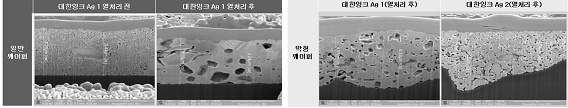 대한잉크 Ag 1, 2번 ink 열처리 전/후 FIB 분석결과