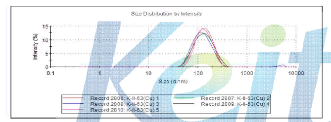 DLS를 통한 Cu 나노 입자의 분산성 그래프