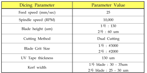 Wafer Dicing 공정 Parameter