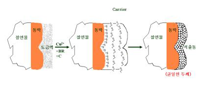 캐리어 (carrier) 에 의한 동의 석출 기구