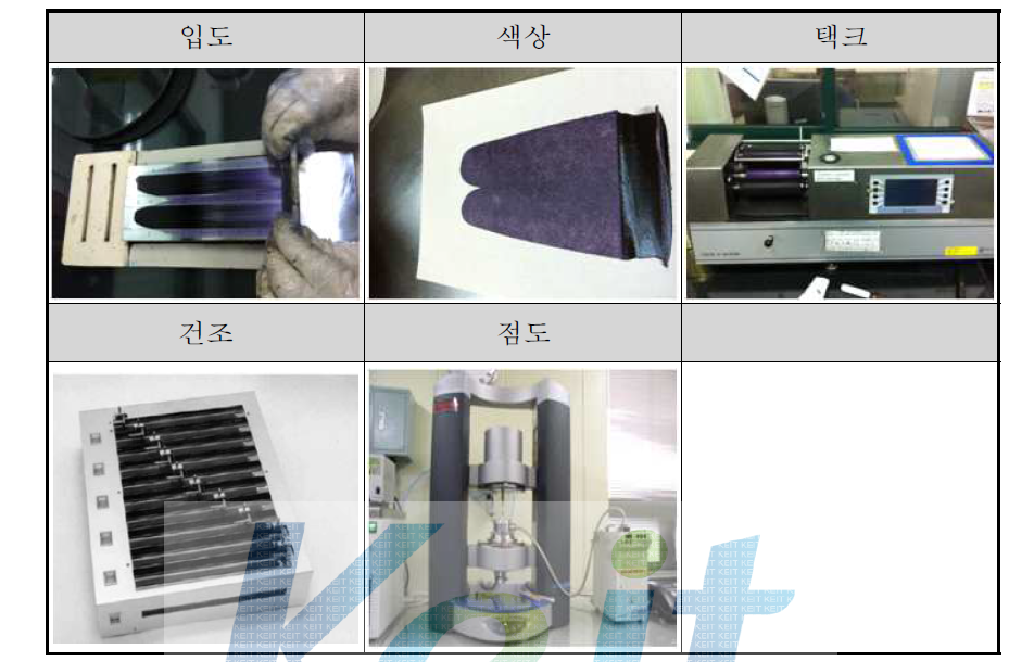 잉크 양산화 물성평가 항목