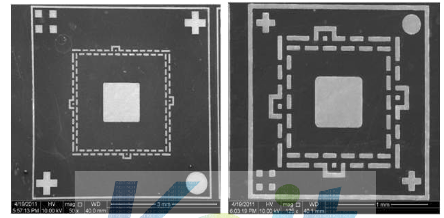 5x5, 2x2 Si chip의 top view