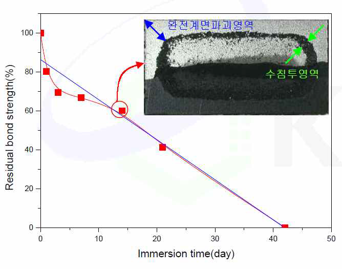 수분흡수와 접착강도의 변화