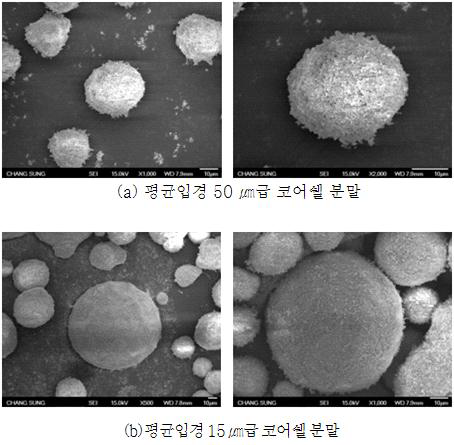 코어쉘 분말 입경 사이즈