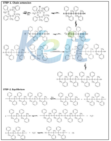 산(acid) 촉매를 이용한 실리콘고분자 합성 메커니즘