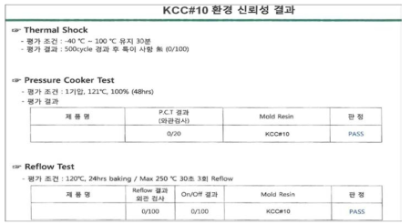 수요업체(J社) 4차 샘플 환경신뢰성 결과