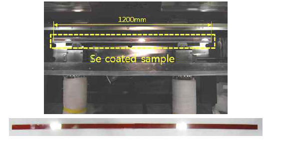 Se이 증착 된 샘플; 로드락을 이용한 샘플 회수(상), 회수된 기판(하)