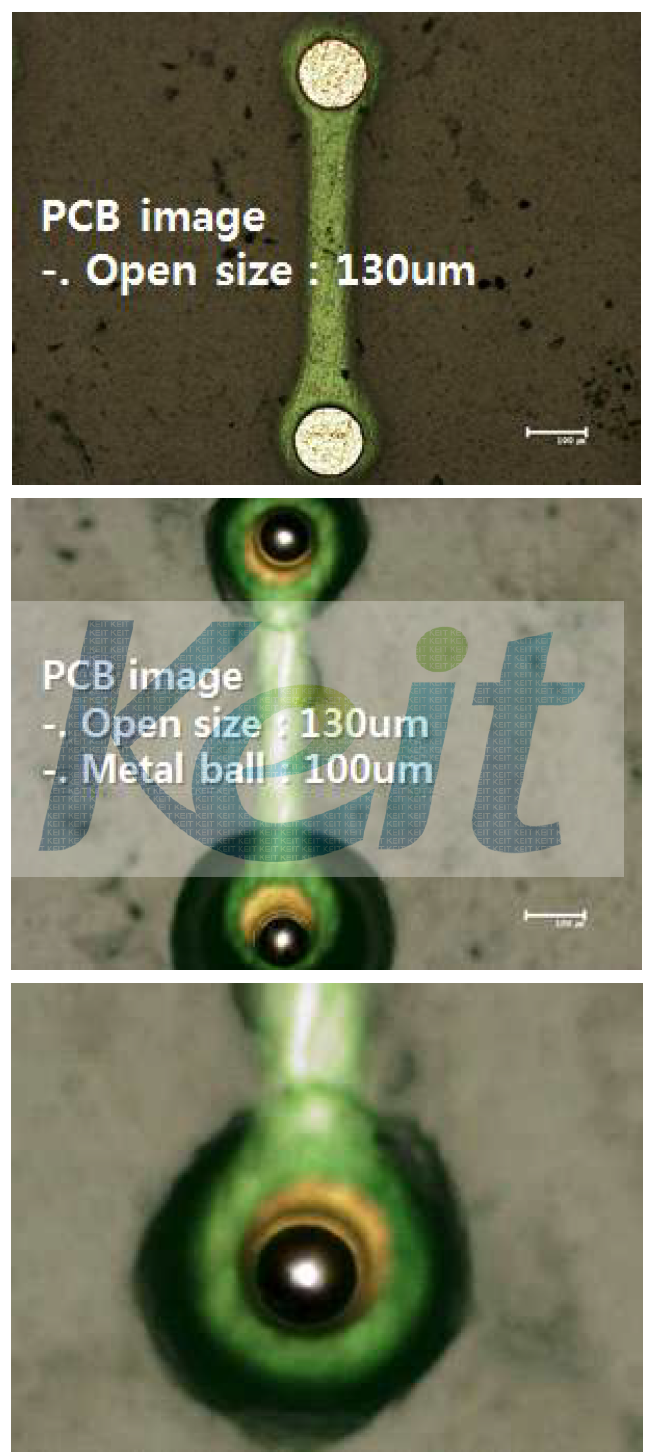 130um PCB에 dropping된 솔더볼 이미지