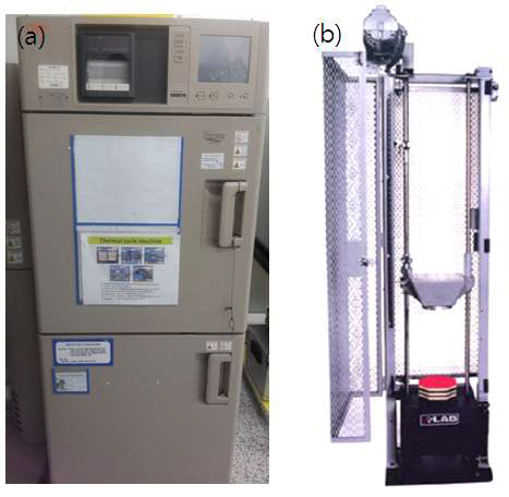 신뢰성 테스트 장비 (a) TC tester, (b) drop tester