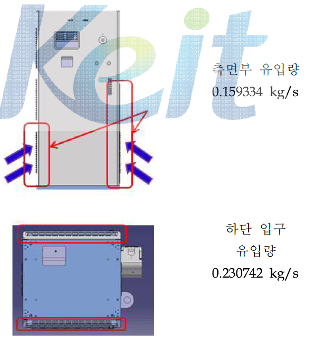 1 Door 모델 냉각공기 유입량