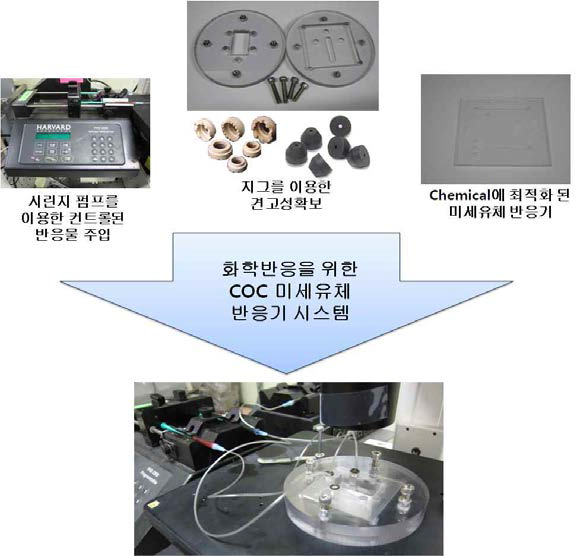 COC 미세유체 반응기 시스템.
