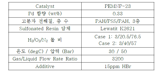 PEMNP-23 촉매 조성 및 반응 조건