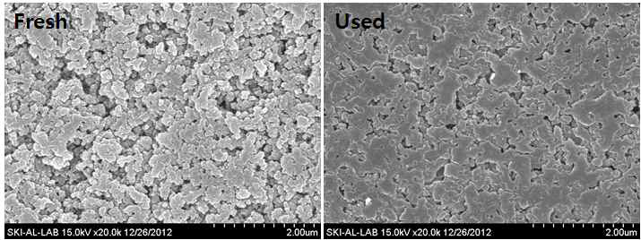 Fresh 촉매와 Used 촉매 SEM 사진