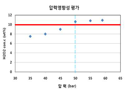 DSHP반응의 압력영향성 평가 결과