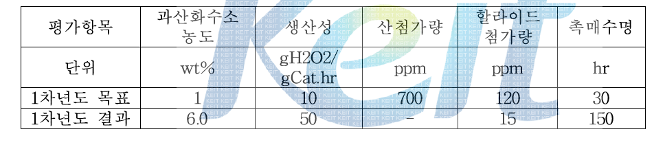 1차년도 정량적 달성 목표 및 결과