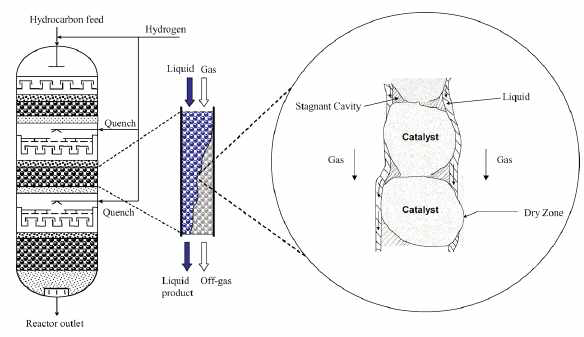 Scheme of non-ideal TBR suffering from liquid maldistribution