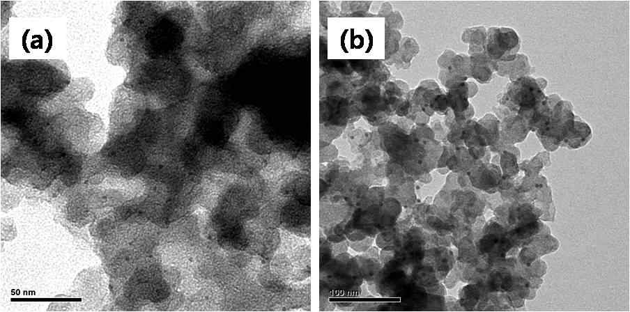 0.6wt% Pd/C의 TEM 사진(a) 3nm Pd/C (b) 6nm Pd/C