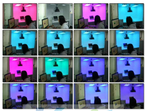 RGB 조명 실험 장면