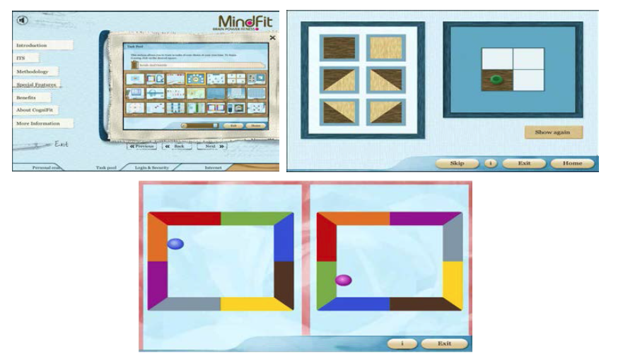 MindFit의 과제 초기화면과 세부 과제의 실행 화면