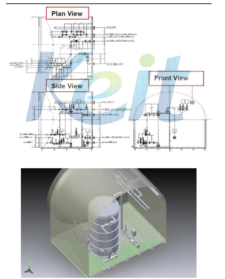 Detail View of and Cold box and Employed LNG and NG Pipe Sections