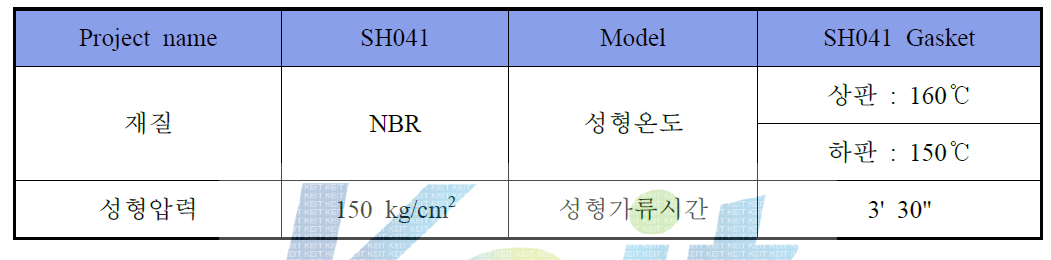 SH041 Gasket 성형조건