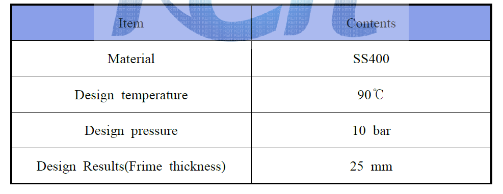 프레임 설계조건 및 결과