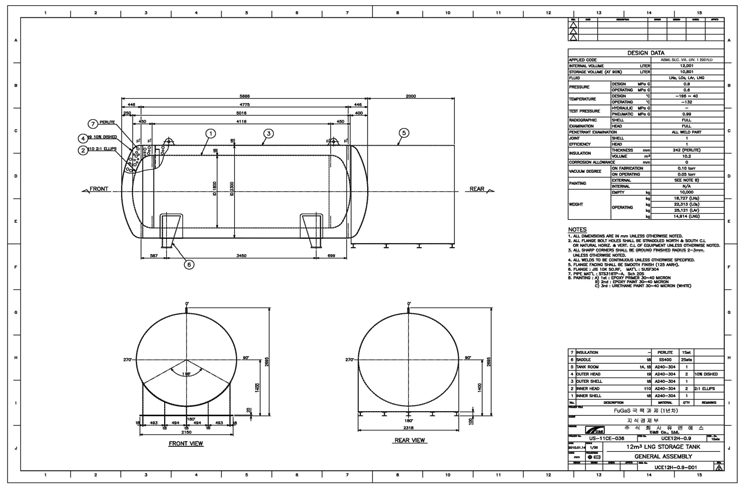 LNG Fuel Tank General Drawing