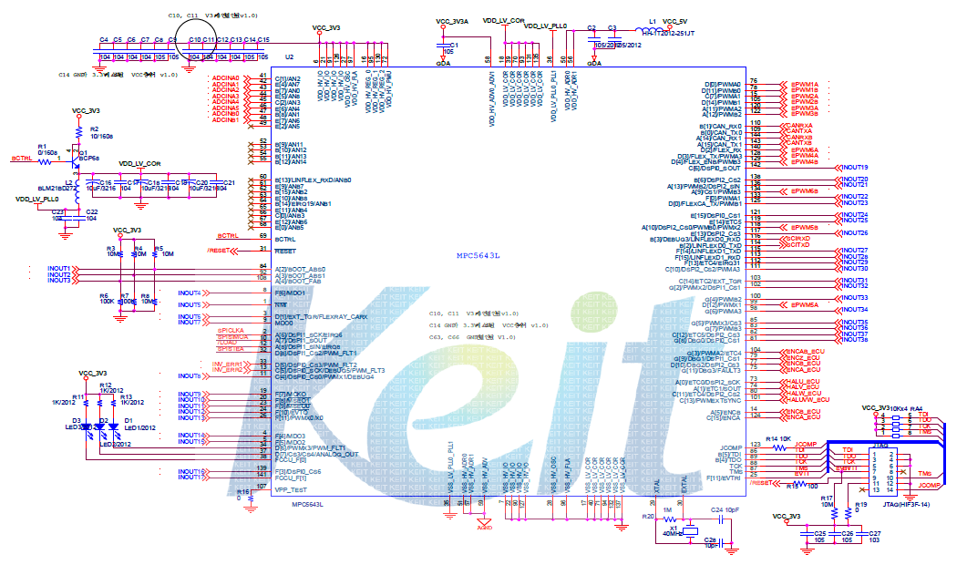 2차년도에 개발된 프리스케일사의 CPU 주변회로 (MPC5643L)