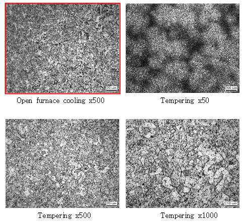 냉각방법별 단면 미세조직 : Open Furnace Cooling-Tempering