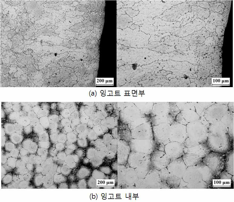 NiTi의 ISM 용해 후 잉고트의 미세조직 및 ESD 분석결과(NiTi skull 이용)