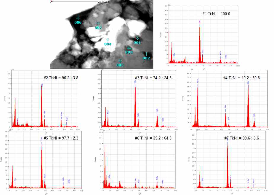 조성확인을 위한 EDS 분석결과