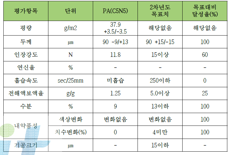 기초물성 분석표(PA(C5N5)