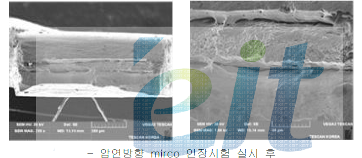 CSC Clad metal (이구산업)의 micro 인장시험(압연방향)후 파단면