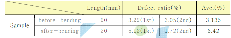 Defect ratio 측정 결과