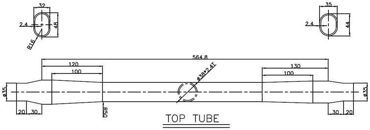 좌우 단면이 다른 자전거 프레임용 Top Tube