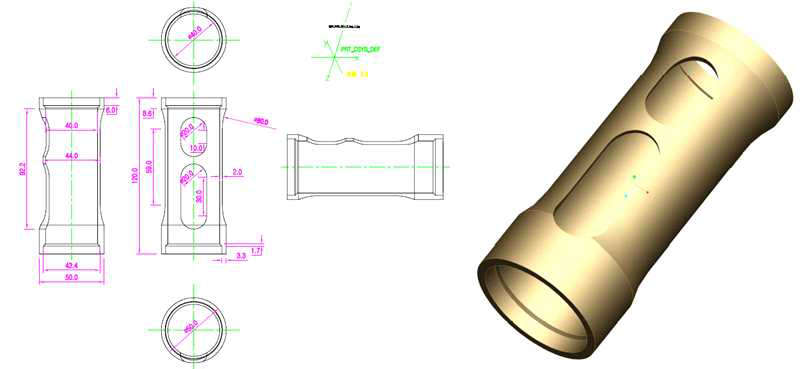 Head Tube 가공도 및 3D 모델링