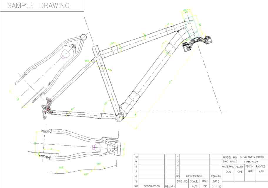 Merida Matts HFS XC Frame 역설계 도면